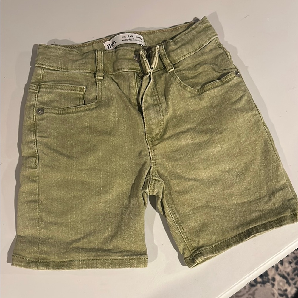 Zara Khaki Green Denim Shorts